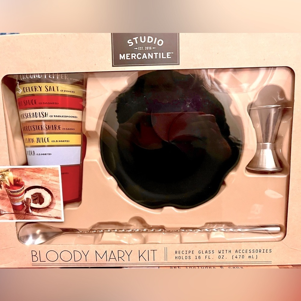 Mixing Drink Set! Great Gift!Stainless long Swirl Spoon, Jigger,Salt NWT